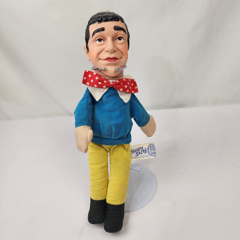 Rare 1966 WMC Knickerbocker 12" Soupy Sales Comedian Vinyl Doll Polka Dot Bowtie